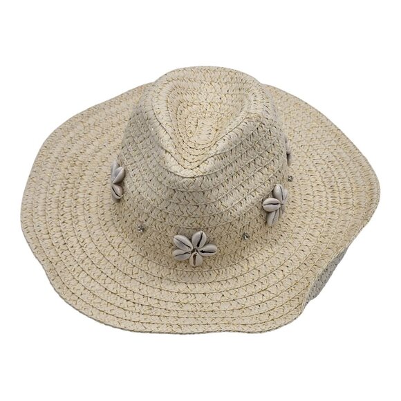 Unbranded Accessories - Women's Paper Straw Sun Hat Wide‎ Brim Beach Vacation Floppy Hat with Cowrie